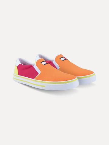 Női Tommy Hilfiger Colorblock Slip-On Alkalmi Cipő Narancssárga Színes | HU 584QMA